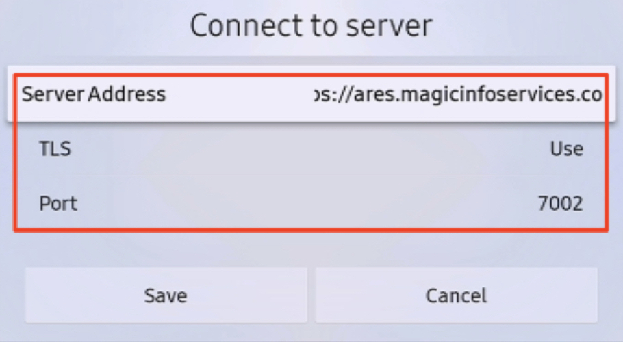 Connect your device to the MagicINFO trial server